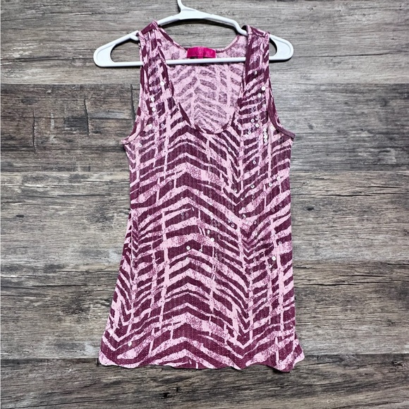 Almost Famous Stripe Pattern Purple and Pink Tank Top - Picture 1 of 4